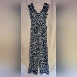 Floral Blue and White Jumpsuit